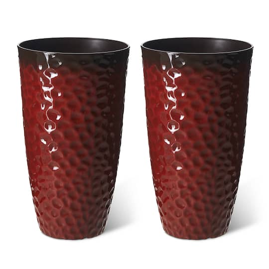 Michaels, Glitzhome® 23.75" Eco-Friendly Honeycomb Textured Red Tall Plastic Planters, 2ct. – Category: Pots & Planters